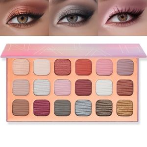 Eyeshadow Palette Matte & Glitter Long Lasting 18 Colors Natural with Mirror